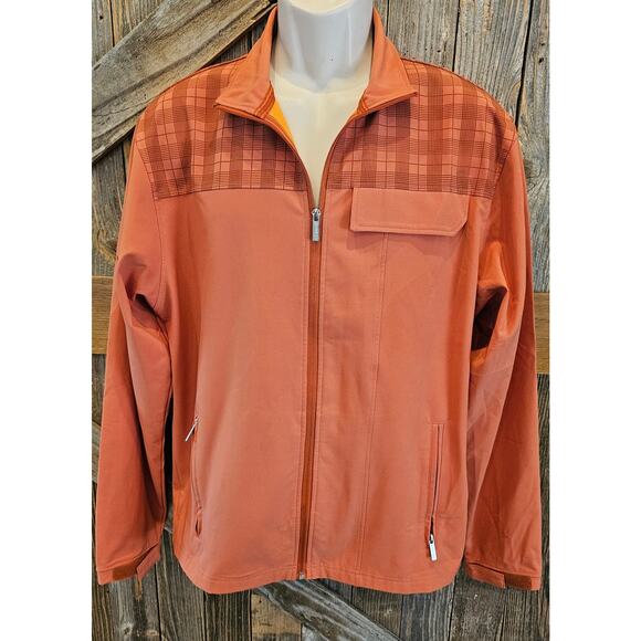 Hollas XFC wind water resistant golf jacket zip pockets orange performance L - Picture 2 of 9